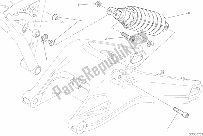 All parts for the Sospensione Posteriore of the Ducati Scrambler Urban Enduro Thailand 803 2017